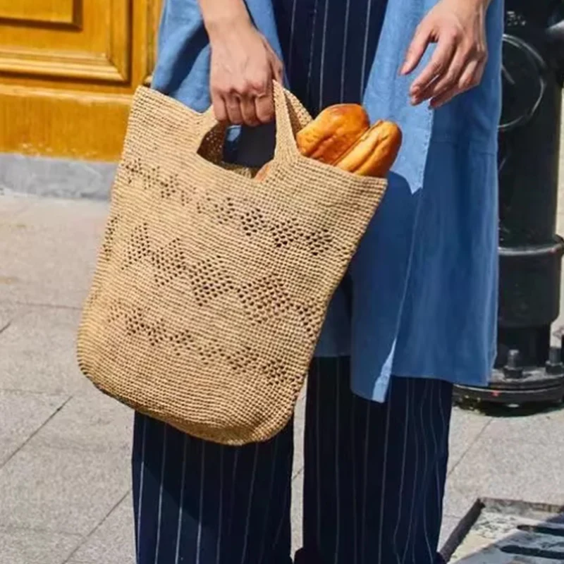 Women'S Raffia Bags - Модная повседневная большая вместительная соломенная тканая